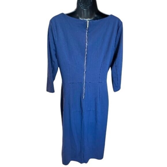 Marycrafts Womens Office Square Neck Midi Dress Size 14 Back Zipper Sheath Fit - Picture 4 of 8